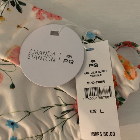 NWT Pilyq Amanda Stanton Floral Print Triangle Bikini Top - Picture 3 of 4